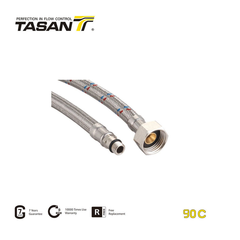Geflochtener 304SS-Edelstahl-Flexschlauch für nicht korrosive Flüssigkeiten 90 ° C